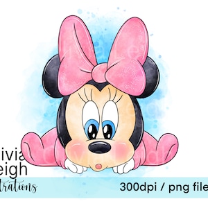 Cute Baby Minnie Mouse Clipart PNG Files DIGITAL DOWNLOAD Commercial Use Printable image 1