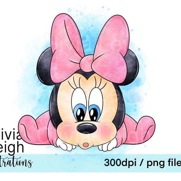 Cute Baby Minnie Mouse Clipart PNG Files DIGITAL DOWNLOAD Commercial Use Printable