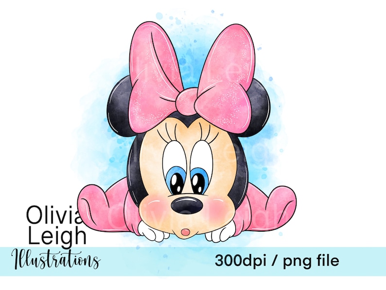Cute Baby Minnie Mouse Clipart PNG Files DIGITAL DOWNLOAD Commercial Use Printable image 1