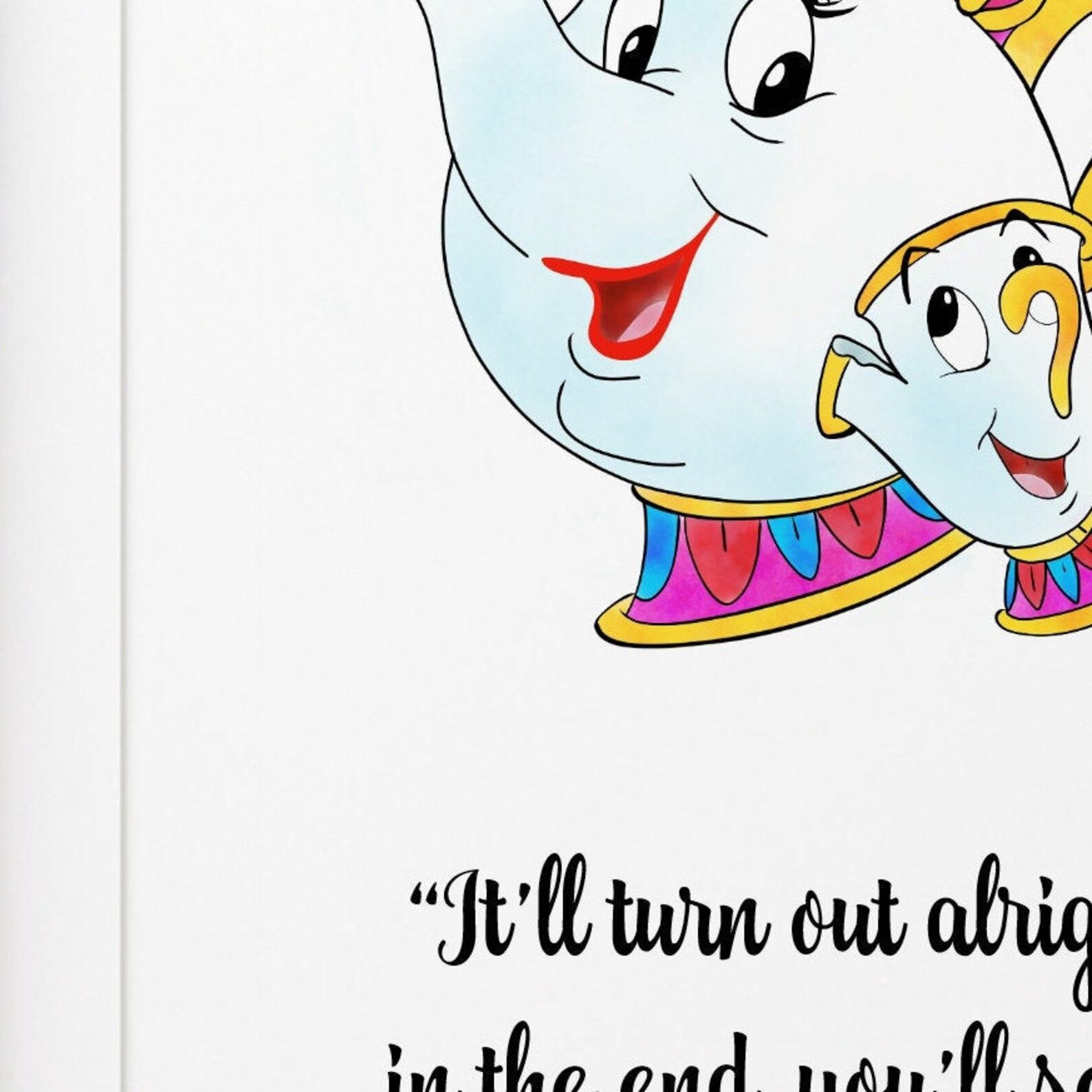 Disney Beauty And The Beast Mrs Potts Quote Hand Drawn Wall Etsy