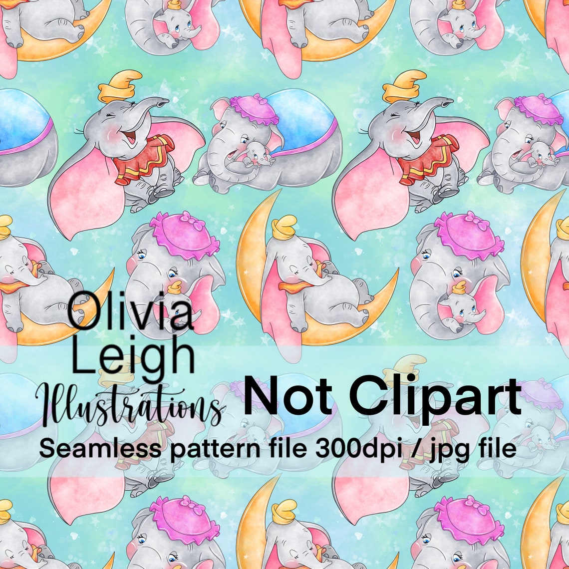 Dumbo Cute Seamless Pattern. Digital Paper. DIGITAL DOWNLOAD - Etsy