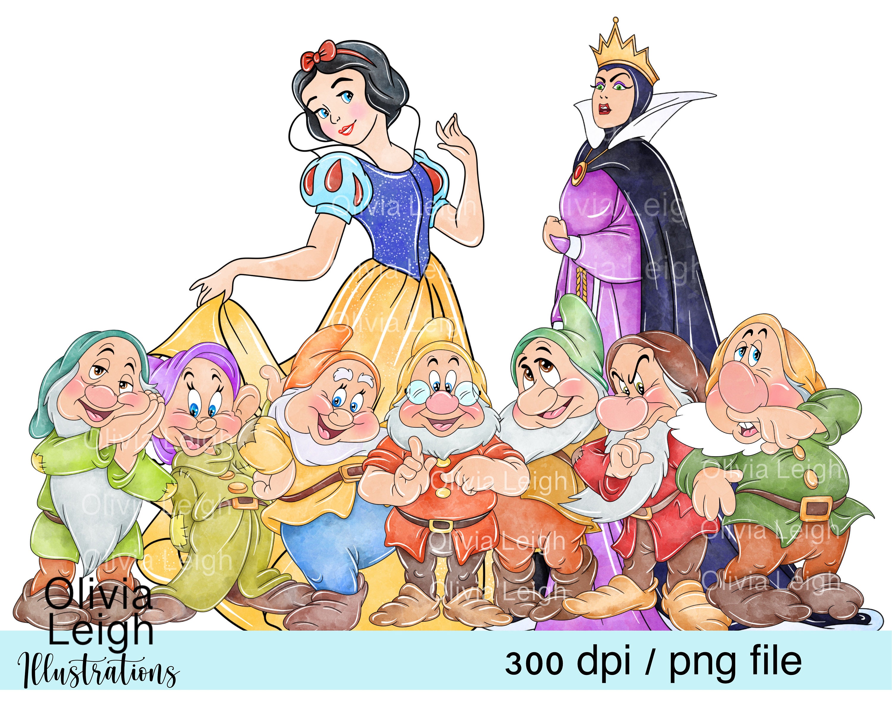 【 White and the Seven Dwarfs】イラスト Snow White and the Seven Dwarfs