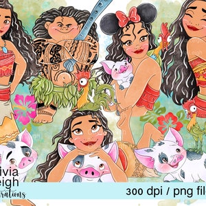 Conjunto de archivos PNG de la princesa Moana para DESCARGAR DIGITAL e imprimir