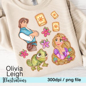 Princesa Rapunzel, Enrolados, PNG Coquette Style Shirt Design Arquivo DOWNLOAD DIGITAL