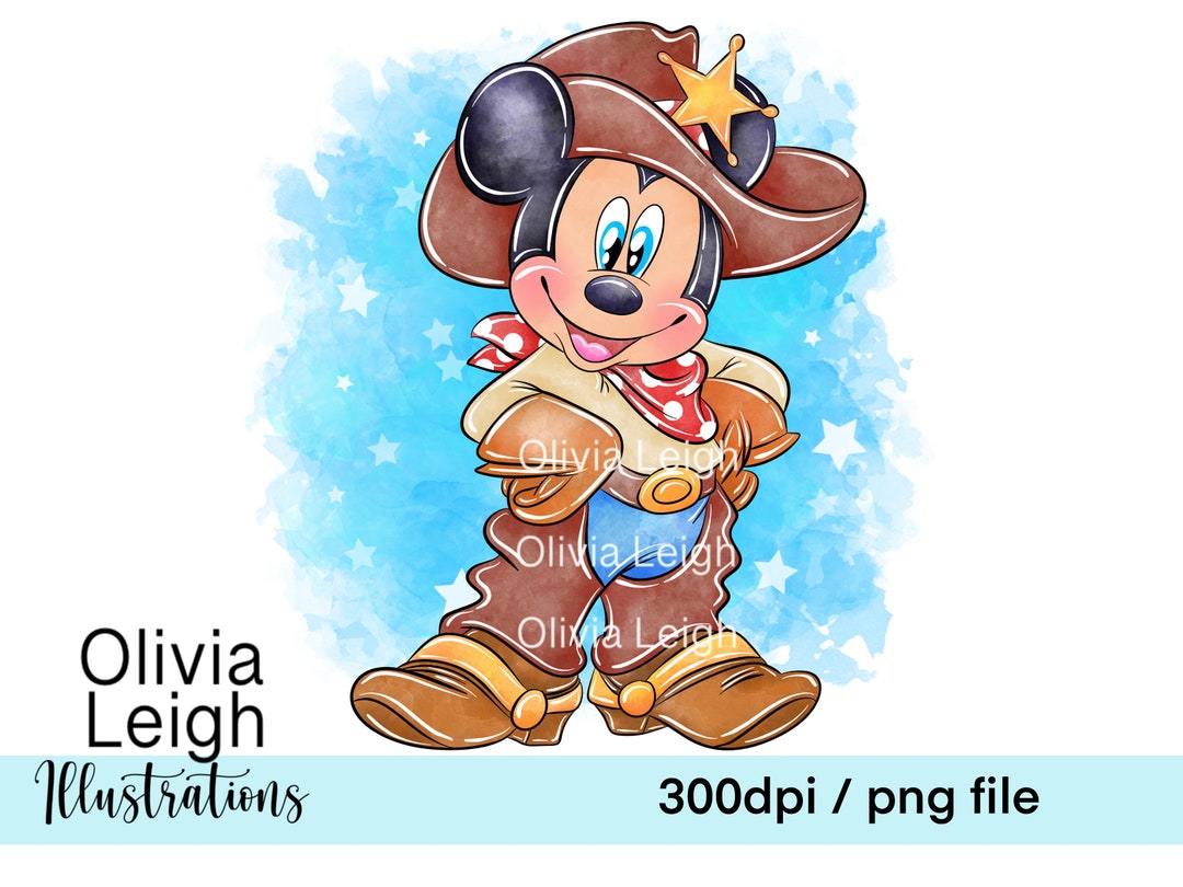 Cute Mickey Mouse Cowboy Clipart Sublimation PNG Files DIGITAL DOWNLOAD ...