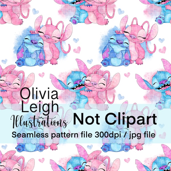 Lilo And Stitch Cute Seamless Pattern. Digital Paper. DIGITAL DOWNLOAD Printable