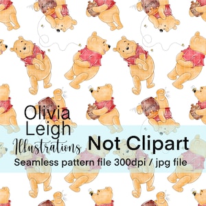 Winnie The Pooh Seamless Repeat Pattern. Digital Paper. DIGITAL DOWNLOAD Printable