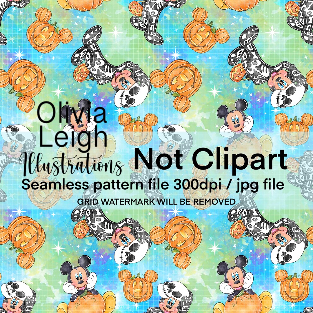 Mickey Mouse Halloween Seamless Repeat Pattern. Digital Paper. Hand ...