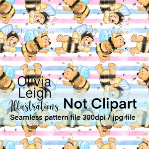Winnie The Pooh Seamless Repeat Pattern. Digital Paper. DIGITAL DOWNLOAD Printable