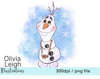 Lindo muñeco de nieve de Olaf para Navidad, imágenes prediseñadas para sublimación, archivos PNG, descarga digital, imprimible