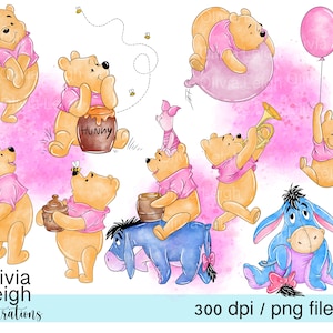 Winnie l'ourson et Bourriquet mignon Clipart PNG fichiers TÉLÉCHARGEMENT NUMÉRIQUE imprimable