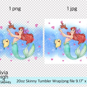 Princess Ariel Sublimation Design Wrap PNG File DIGITAL DOWNLOAD 20oz Skinny Tumbler Design image 2