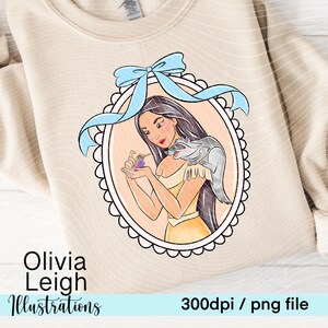 Princess Pocahontas PNG Frame Coquette Style Shirt Design File DIGITAL DOWNLOAD
