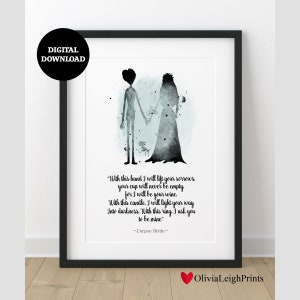 The Corpse Bride Aquarell Zitat Print-Wand Kunst-Geschenk-DIGITAL DOWNLOAD Printable