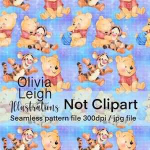 Cute Baby Winnie The Pooh And Tigger Seamless Pattern. Digital Paper. DIGITAL DOWNLOAD  Printable