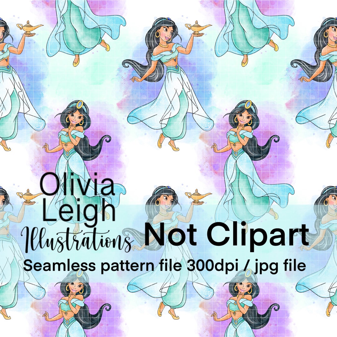 Cute Princess Jasmine Seamless Pattern. Digital Paper. DIGITAL DOWNLOAD ...