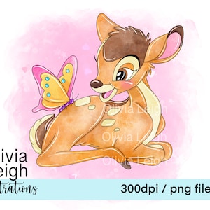 Ensemble de fichiers Bambi et Panpan mignons Clipart PNG TÉLÉCHARGEMENT NUMÉRIQUE imprimable. Modèle sans couture pour enfants inclus image 9