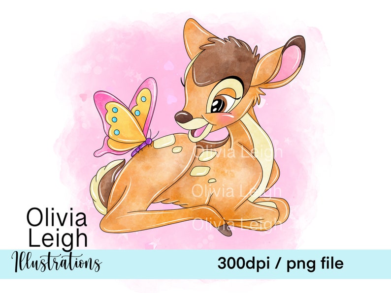 Ensemble de fichiers Bambi et Panpan mignons Clipart PNG TÉLÉCHARGEMENT NUMÉRIQUE imprimable. Modèle sans couture pour enfants inclus image 9