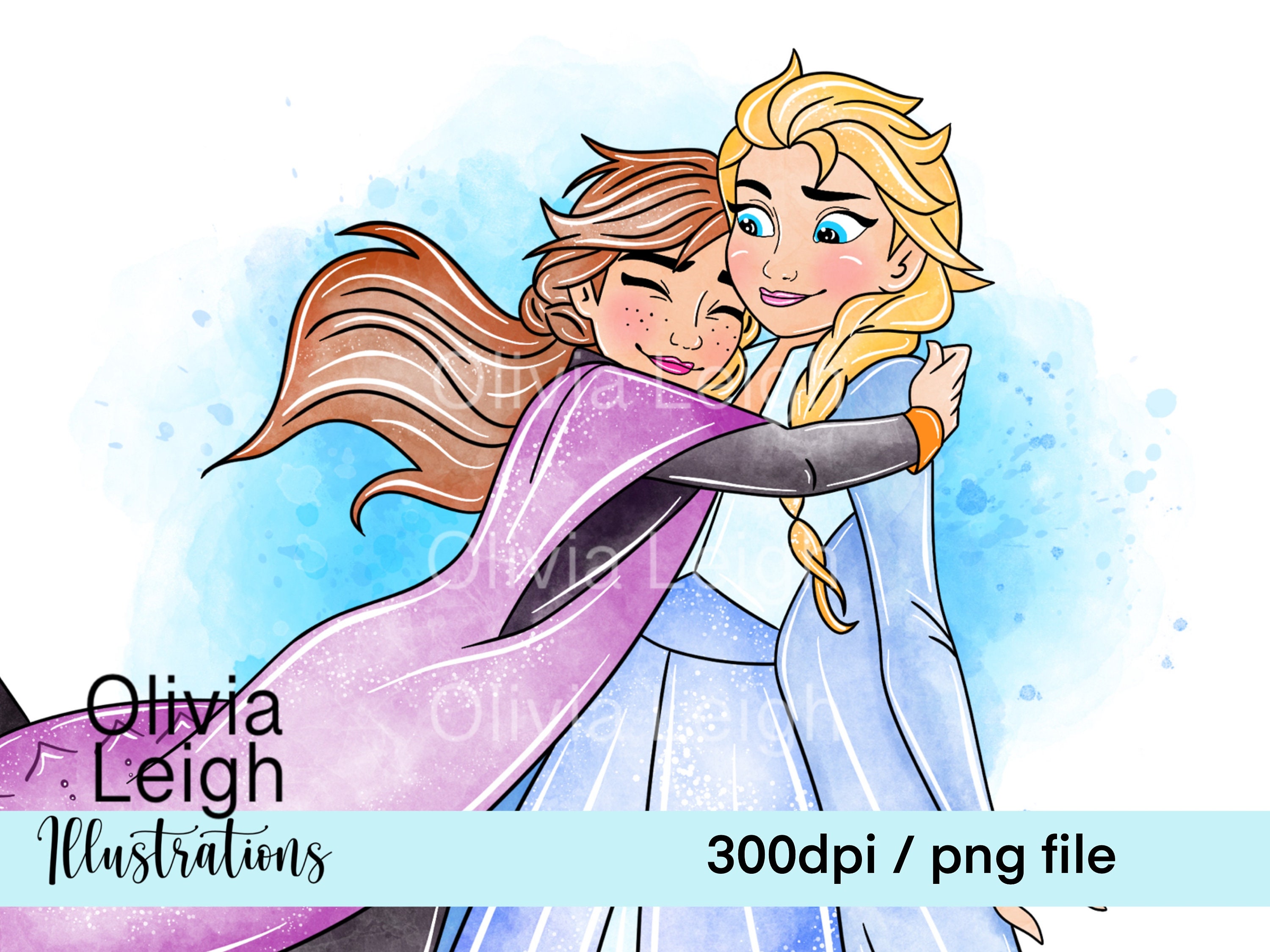 Princess Elsa And Anna Frozen Cute Clipart PNG Files DIGITAL -  Portugal