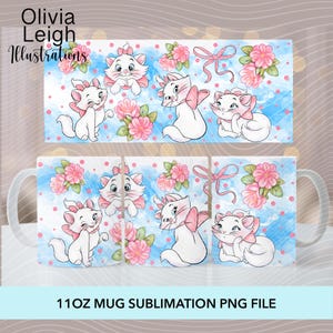 Aristocats, Sublimation mug Wrap PNG File For 11oz Mug DIGITAL DOWNLOAD Tumbler Cup Design.