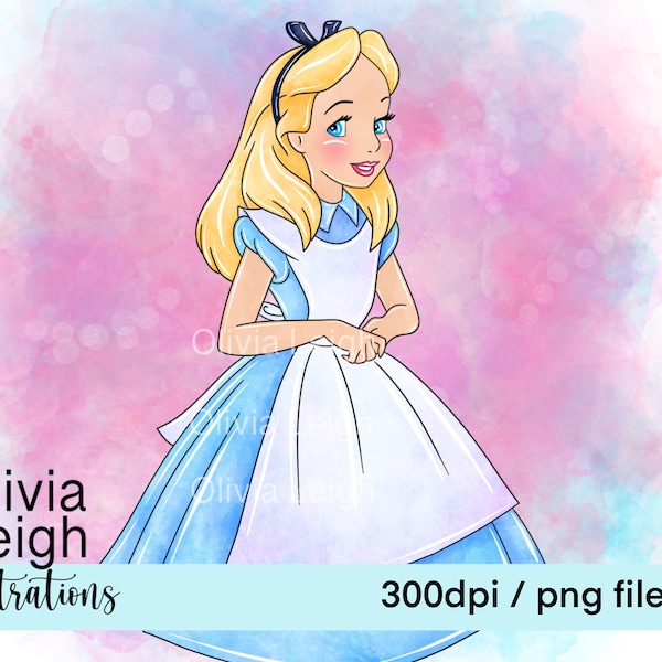 Alice In Wonderland Cute Clipart PNG-bestanden DIGITALE DOWNLOAD Commercieel gebruik afdrukbaar