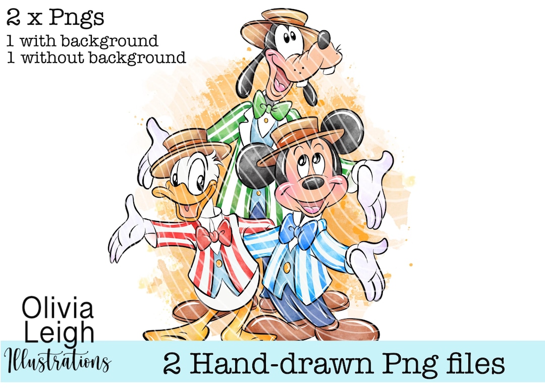 Mickey Mouse and Friends, Dapper Dan, Cute Clipart PNG Files Hand Drawn ...