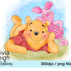 Winnie The Pooh, Pooh Bear And Piglet Cute Clipart PNG Files DIGITAL DOWNLOAD Sublimation Design Printable