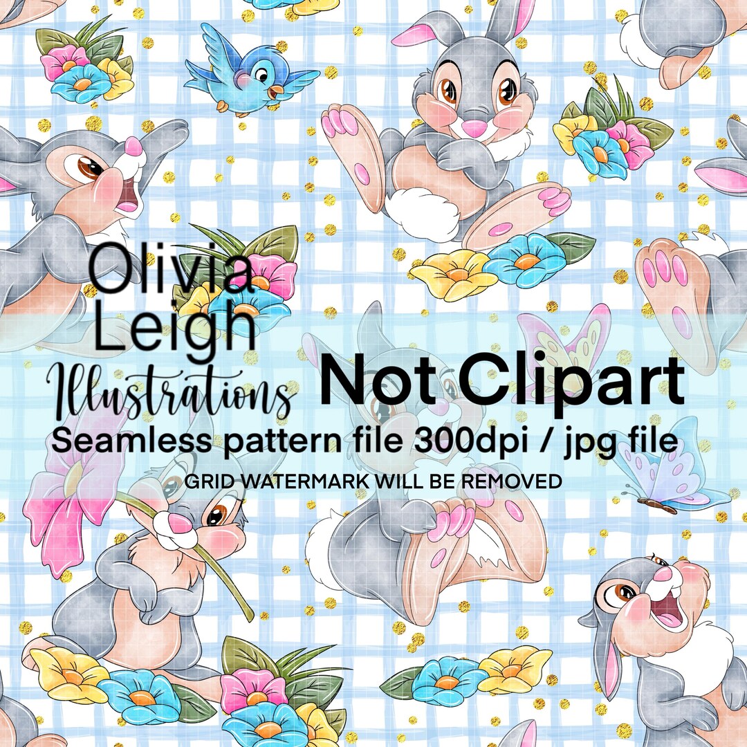 Bambi, Thumper, Seamless Repeat Pattern. Digital Paper. Hand Drawn ...