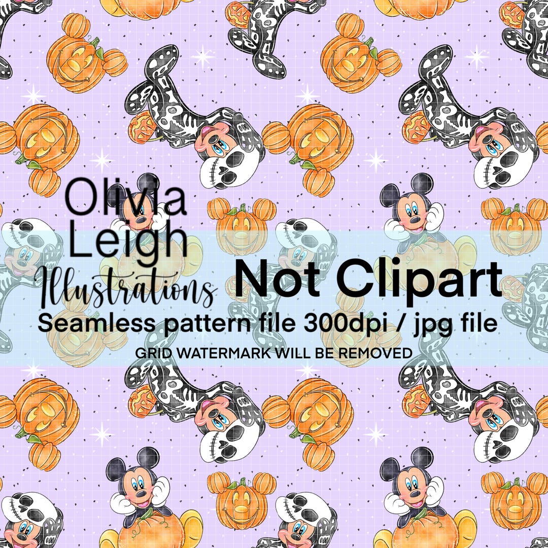 Mickey Mouse Halloween Seamless Repeat Pattern. Digital Paper. Hand ...