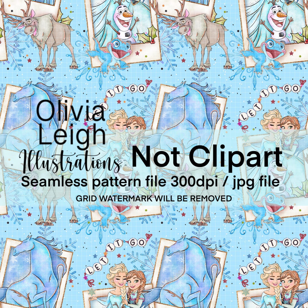 Elsa Magic Patterns Princess Elsa and Anna, Frozen, Olaf, Christmas Seamless Repeat Pattern ...