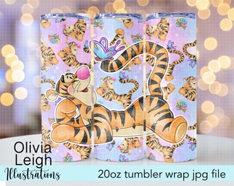 Winnie The Pooh, Tigger Sublimation Design Cup Wrap DIGITAL DOWNLOAD 20oz Skinny Tumbler Design