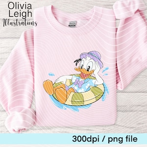 Archivos PNG de la piscina de verano del Pato Donald dibujados a mano DESCARGA DIGITAL Imprimible Uvdtf