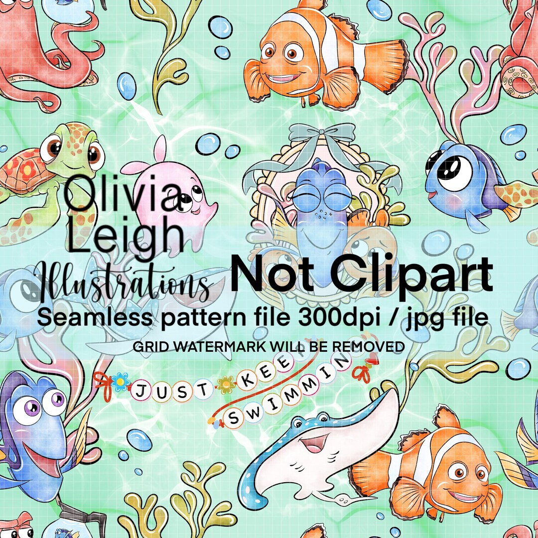 Nemo Repeated Pattern Finding Nemo, Dory Cute Seamless Repeat Pattern. Digital Paper. Hand ...