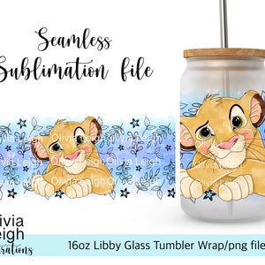 Archivo PNG de envoltura de sublimación del Rey León DESCARGA DIGITAL Diseño de vaso de vidrio de 16 oz