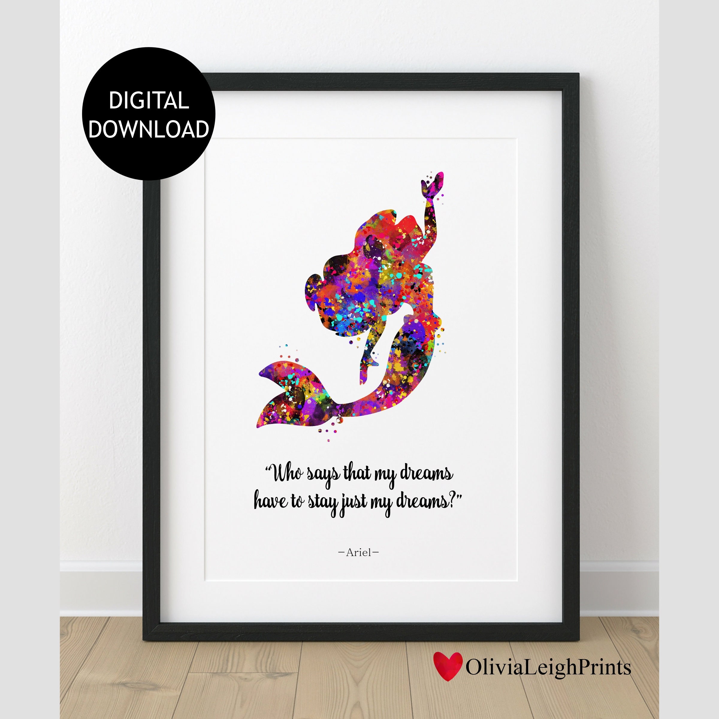 The Little Mermaid Ariel Print-wall Art-gift-nursery DIGITAL DOWNLOAD  Printable - Etsy, image size:2400x2400