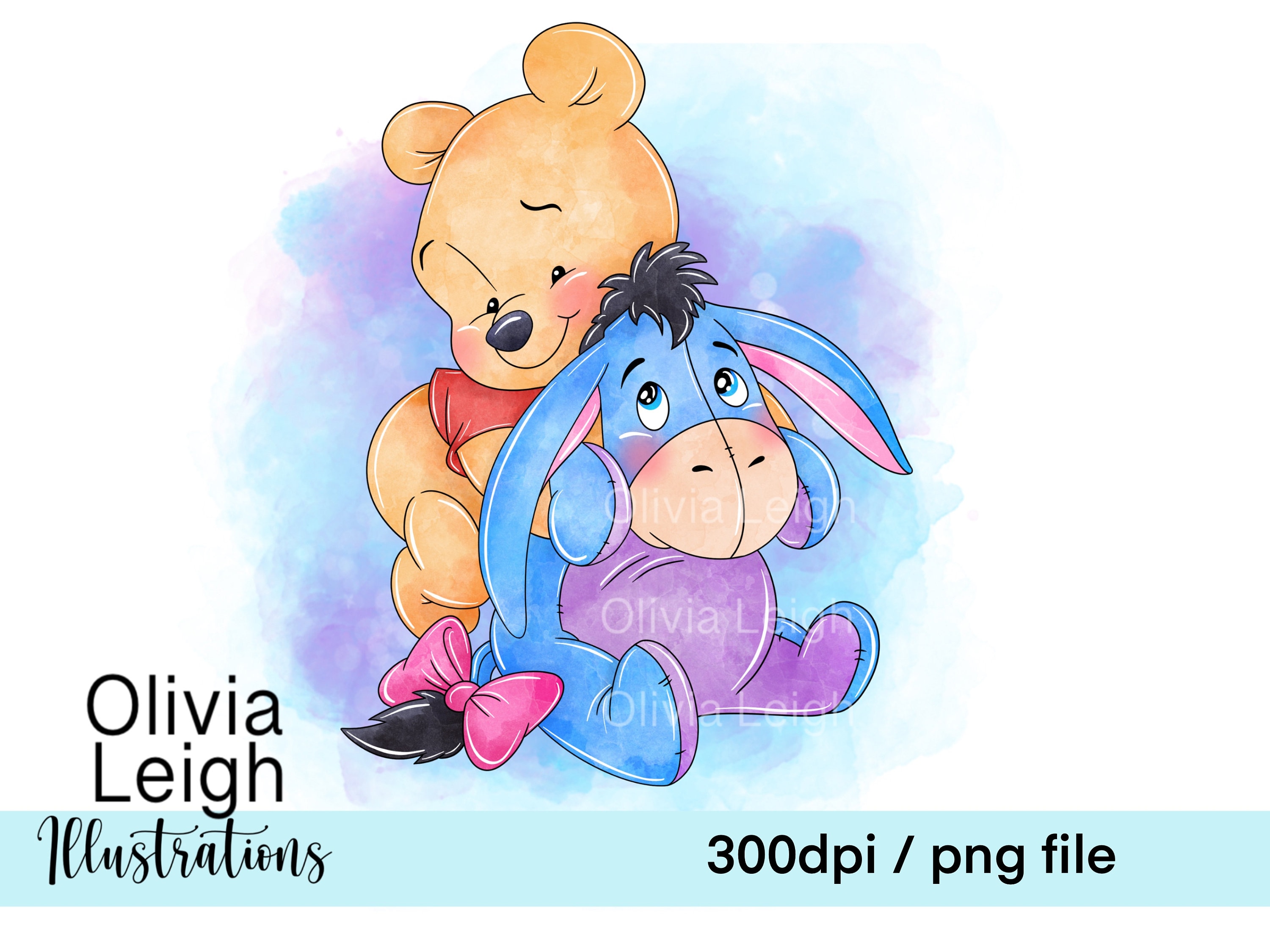 Cute Baby Winnie the Pooh and Eeyore Clipart PNG Files DIGITAL Etsy