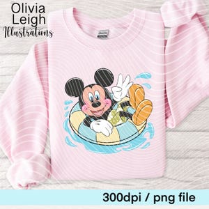Archivos PNG de Mickey Summertime Pool dibujados a mano DESCARGA DIGITAL Imprimible Uvdtf