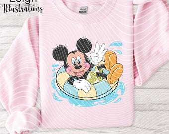 Mickey Summertime Pool PNG Files Hand Drawn DIGITAL DOWNLOAD Printable Uvdtf