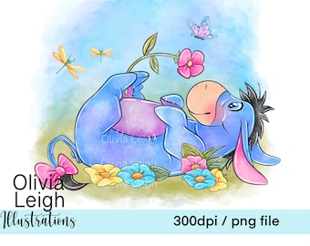 Winnie The Pooh Eeyore Cute Clipart PNG Files DIGITAL DOWNLOAD Sublimation Design Printable