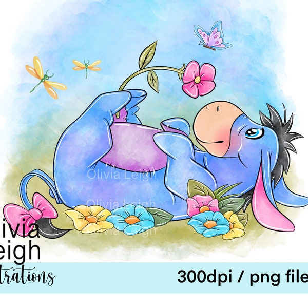 Winnie The Pooh Eeyore Cute Clipart PNG Files DIGITAL DOWNLOAD Sublimation Design Printable