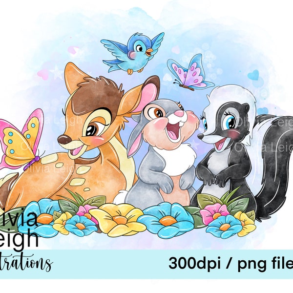 Simpatico Bambi e Thumper Clipart sublimazione file PNG DOWNLOAD DIGITALE stampabile