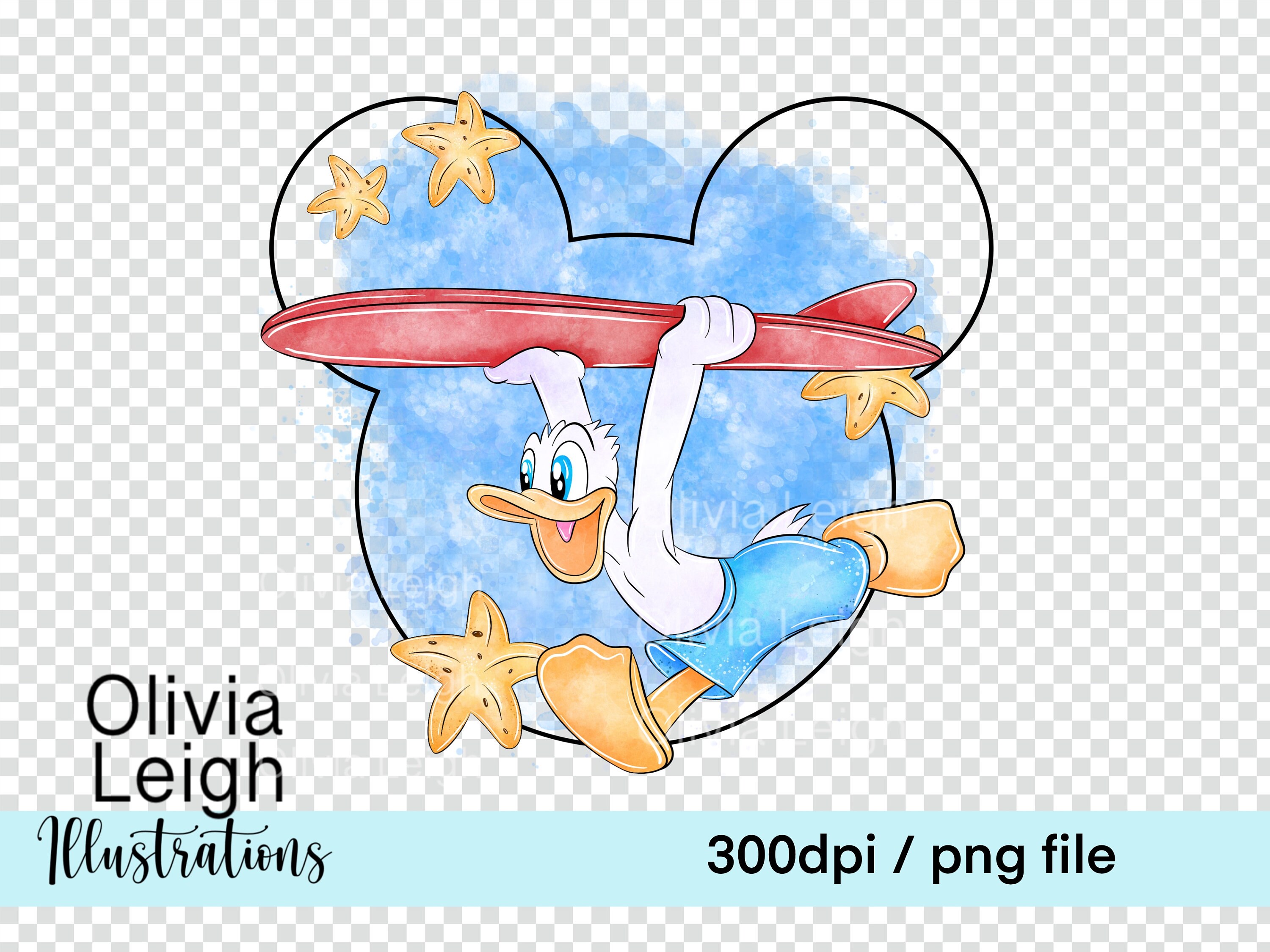 Donald Duck Cute Beach Clipart Sublimation PNG Files DIGITAL DOWNLOAD ...
