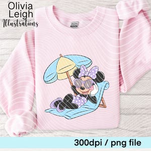 Archivos PNG de Minnie Summertime, Playa, Piscina, Dibujados a mano, DESCARGA DIGITAL, Imprimible, Uvdtf