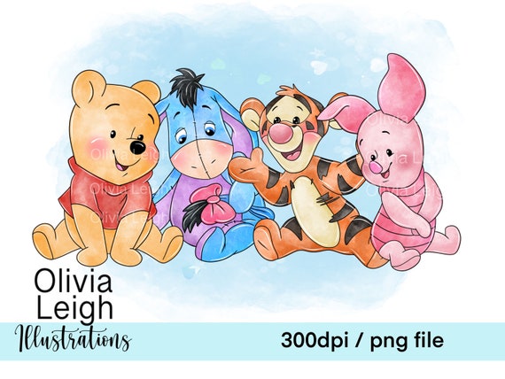 Cute Baby Winnie the Pooh Clipart PNG Files DIGITAL DOWNLOAD 