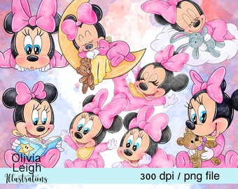 Set Of Baby Minnie Mouse Clipart PNG Files DIGITAL DOWNLOAD Printable