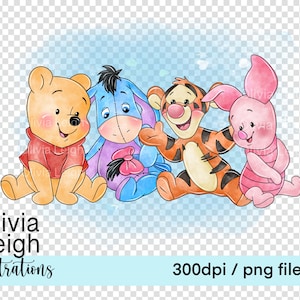 Cute Baby Winnie The Pooh Eeyore Clipart Sublimation PNG Files DIGITAL DOWNLOAD Printable image 3