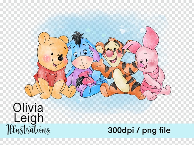 Cute Baby Winnie The Pooh Eeyore Clipart Sublimation PNG Files DIGITAL DOWNLOAD Printable image 3