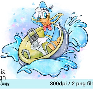 Archivos PNG de descarga digital imprimibles de paseos en el parque temático Donald
