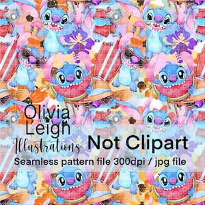 Cute Lilo And Stitch Seamless Pattern. Digital Paper. DIGITAL DOWNLOAD Printable