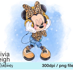 Minnie Cute Leopard Print Clipart PNG Files DOWNLOAD DIGITALE Stampabile a sublimazione per bambini